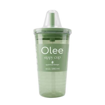 Olee Sippy Cup Tumbler with Straw + Lid Baby Bottle - Sage Green - 9 fl oz: BPA-Free, Level 4 Nipple, 0.25 lb