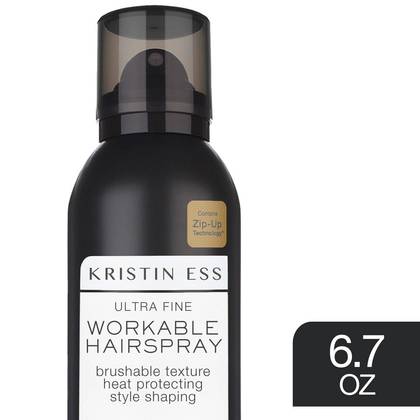 Kristin Ess Ultra Fine Workable Hairspray Light + Flexible Hold with Heat Protectant up to 450°F - 6.7 oz: Paraben-Free, For All Hair Types