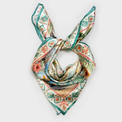 Women's 100% Pure Silk Scarf with American City Prints "California" - A New Day™ Mint Green
