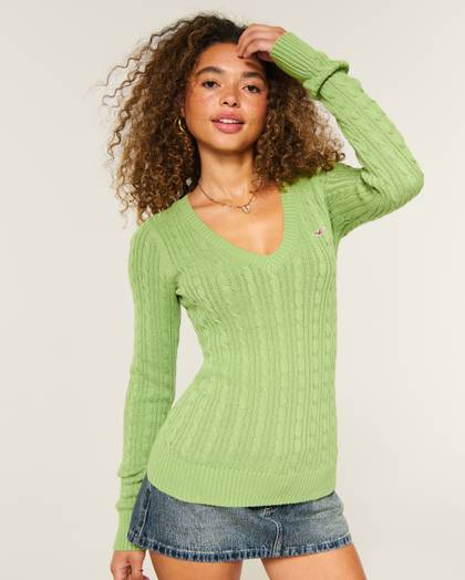 Hollister Ivy Cable-Knit V-Neck Sweater