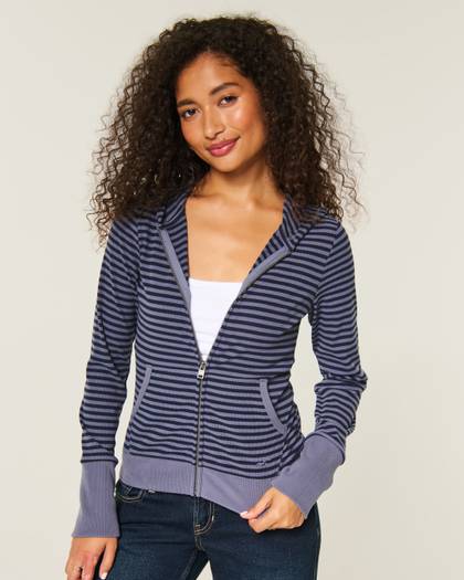 Cozy Rib Seamless Fabric Zip-Up Hoodie