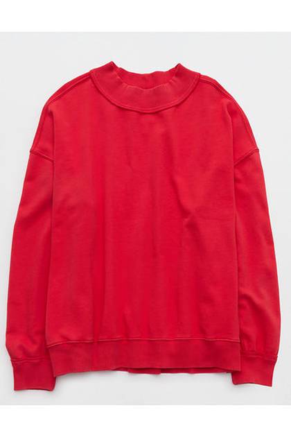 Aerie Alumni Mockneck Sweatshirt Chilly Red
