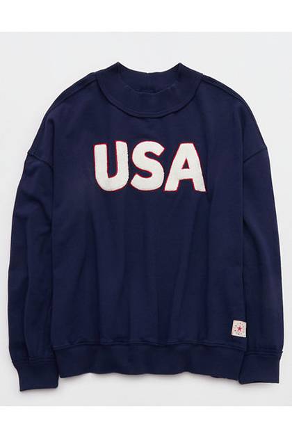 Aerie Alumni Mockneck Sweatshirt Navy