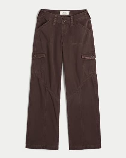 Hollister Andi Adjustable Waist Ultra Low-Rise Baggy Satin Trim Pants