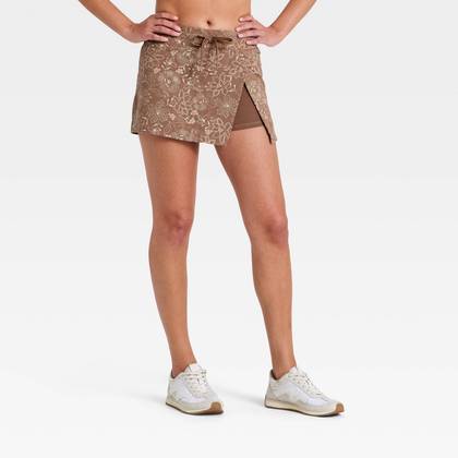 Women's Washed Jersey Slit Skort - JoyLab™ Light Taupe Floral XS