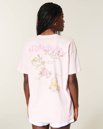 Oversized Strawberry Matcha Graphic Tee