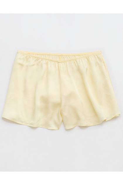 Aerie Off-Duty Satin Flirty Boxer Natural Yellow