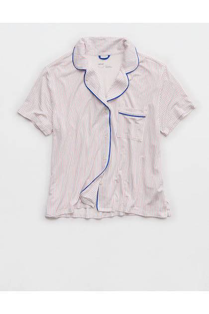 Aerie Real Soft® Short Sleeve Pajama Shirt Cobalt Jewel