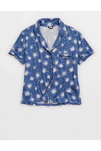 Aerie Real Soft® Short Sleeve Pajama Shirt Horizon Sky
