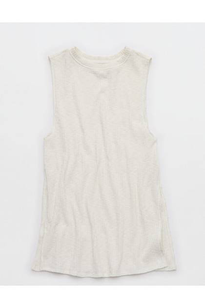 Aerie Textured Rib Tunic Tank Top Soft Muslin