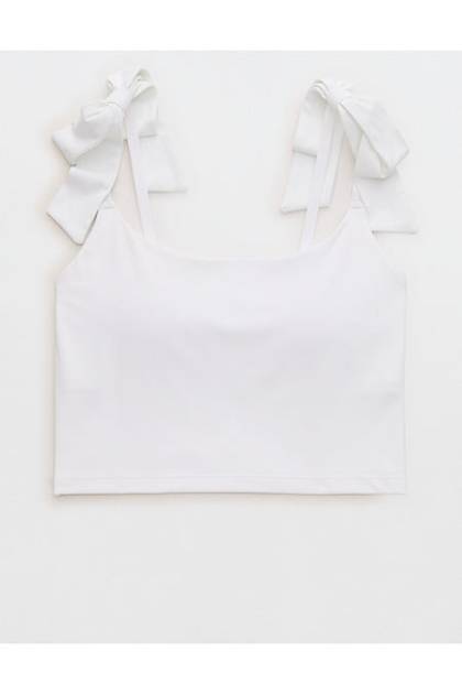 OFFLINE by Aerie Real Me Bow Longline Sports Bra White
