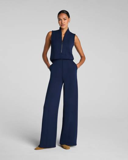 SPANX AirEssentials® Shawl Collar Half Zip Jumpsuit | Timeless Navy - Navy