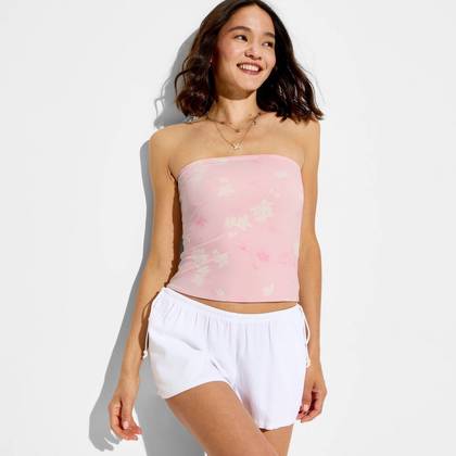 Women's ButterBliss Reversible Tube Top - Wild Fable™ Light Pink Floral XL