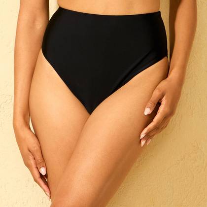 Women's Cheeky Coverage High Waist Bikini Bottom - Shade & Shore™ Black L