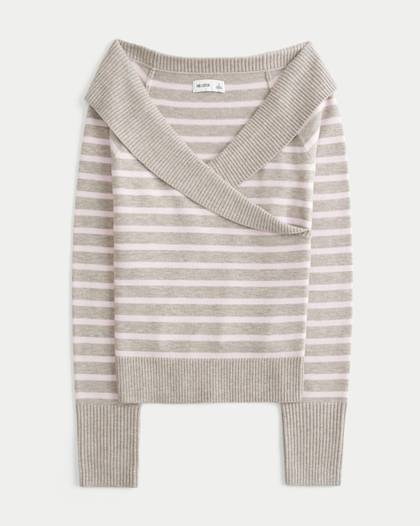 Off-the-Shoulder Wrap Sweater