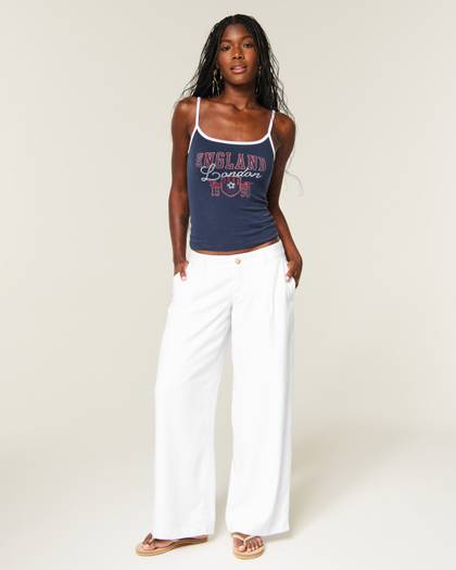Hollister Livvy Ultra Low-Rise Linen-Blend Super Baggy Pants