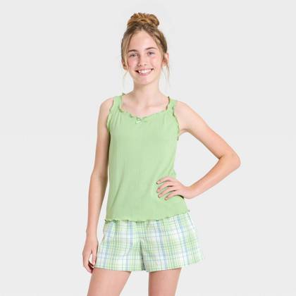 Girls' Knit Cami Pajama Top - art class™ Green XL
