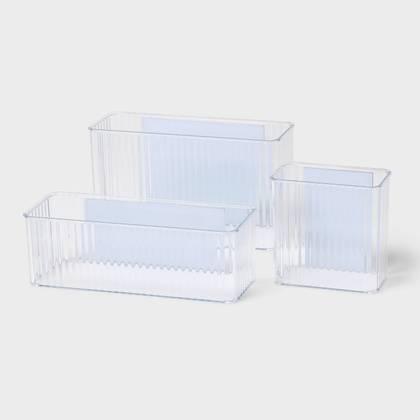 3pk Magnetic Storage Bins Clear - Brightroom™