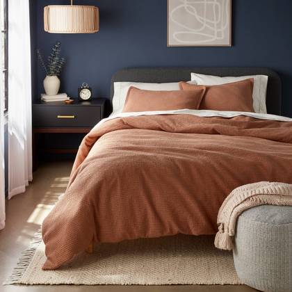 King Washed Waffle Weave Duvet Cover and Sham Set Camel - Threshold™: Cotton, OEKO-TEX Certified, 3-Piece