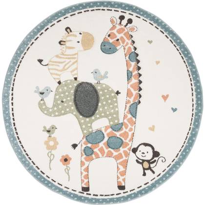 Carousel Kids CRK120 Power Loomed Indoor Area Rug - Ivory - 6'7" Round - Safavieh Kids
