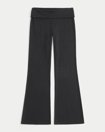 Knit Foldover Flare Pants