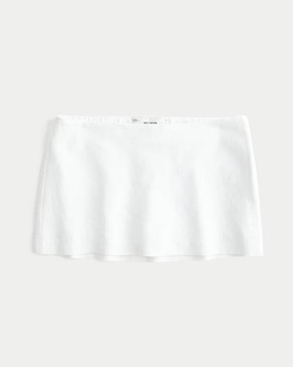 Low-Rise Linen-Blend A-Line Skort