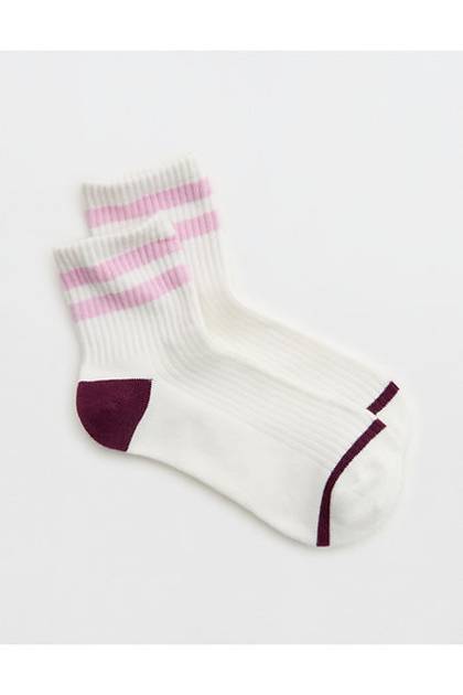 Aerie Striped Quarter Socks Orchid