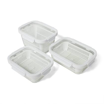 Sur La Table Glass Storage Containers with Strainer Inserts, 6-Piece Set