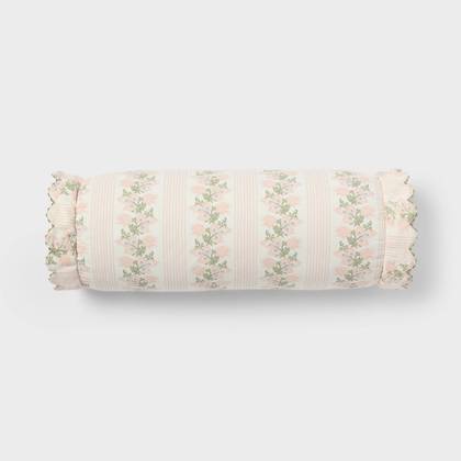 18"x7" Bolster Striped Floral Decorative Throw Pillow for Dorm - Threshold™