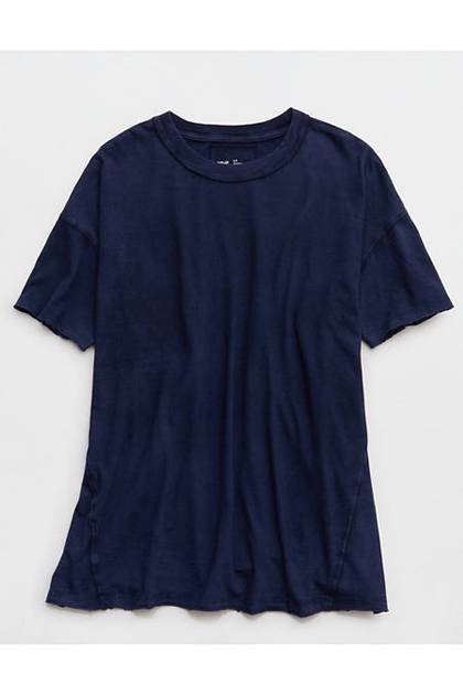 Aerie Oversized Crew Boyfriend T-Shirt Navy