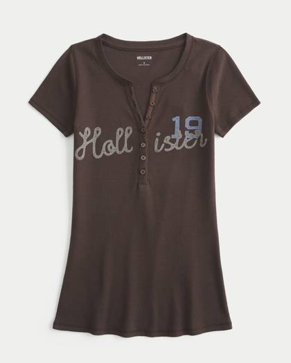Short-Sleeve Logo Graphic Henley