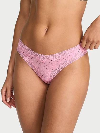 Cotton Lace-Waist Thong Panty