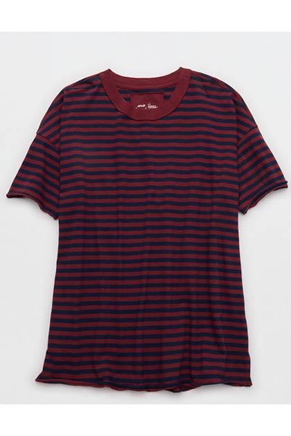 Aerie Oversized Crew Boyfriend T-Shirt Deep Ruby