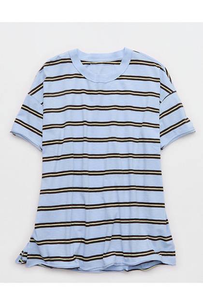 Aerie Oversized Crew Boyfriend T-Shirt Cloudy Blue