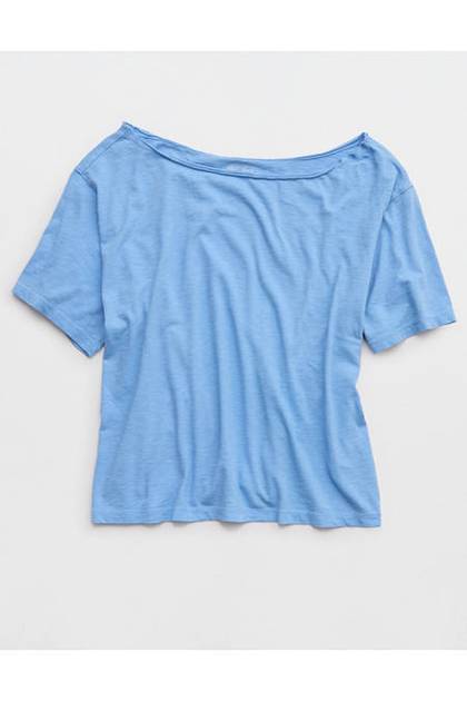 Aerie Off-The-Shoulder Relaxed T-Shirt Horizon Sky