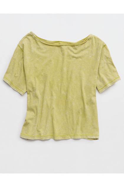 Aerie Off-The-Shoulder Relaxed T-Shirt Tomboy Green
