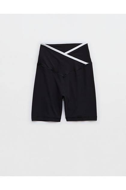 OFFLINE By Aerie Real Me Tipped Crossover High Waisted 5" Bike Short True Black