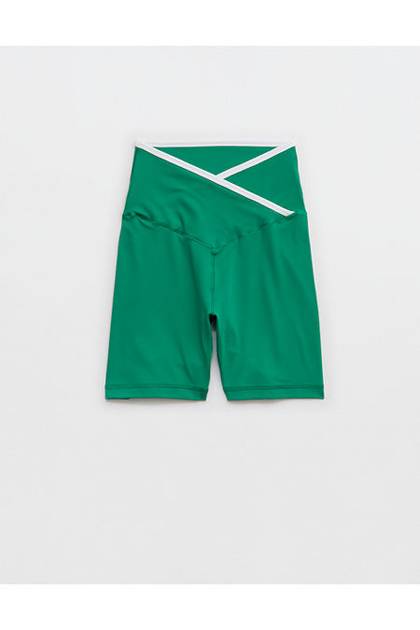 OFFLINE By Aerie Real Me Tipped Crossover High Waisted 5" Bike Short Pine
