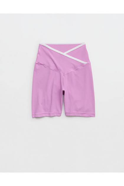 OFFLINE By Aerie Real Me Tipped Crossover High Waisted 5" Bike Short Purple Space