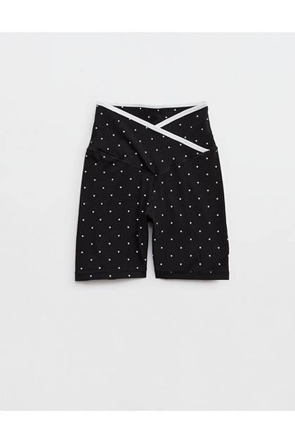 OFFLINE By Aerie Real Me Tipped Crossover High Waisted 5" Bike Short True Black