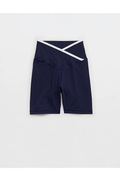 OFFLINE By Aerie Real Me Tipped Crossover High Waisted 5" Bike Short Royal Navy