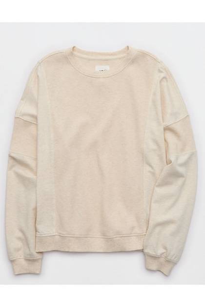Aerie Unwind Waffle Long Sleeve T-Shirt Heather Frost
