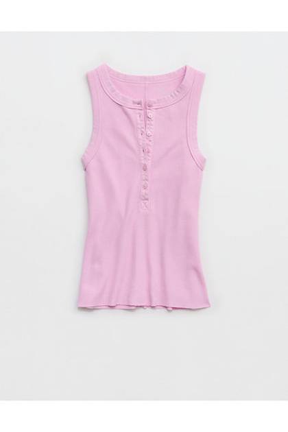 Aerie Unwind Waffle Henley Tank Top Violet Willow