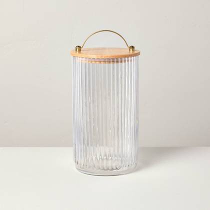 64oz Fluted Glass Storage Canister with Wood Lid - Hearth & Hand™ with Magnolia