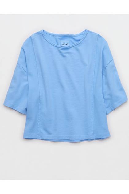 Aerie Unwind Waffle T-Shirt Horizon Sky