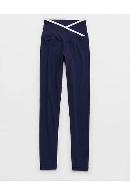 OFFLINE By Aerie Real Me Tipped High Waisted Crossover Legging Royal Navy