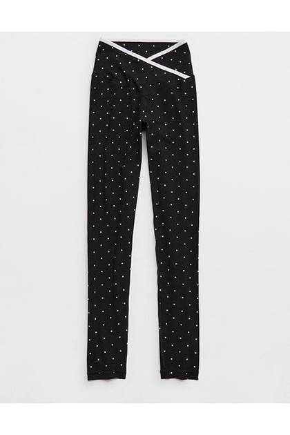 OFFLINE By Aerie Real Me Tipped High Waisted Crossover Legging True Black