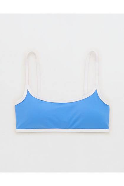 OFFLINE By Aerie Real Me Tipped Scoop Sports Bra Rome Blue