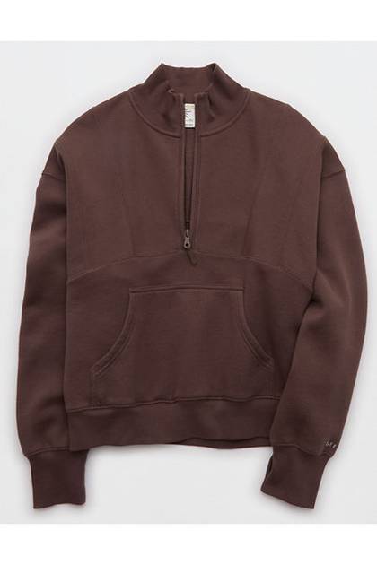 OFFLINE By Aerie Cloud Fleece Seamed Quarter Zip Sweatshirt Relic
