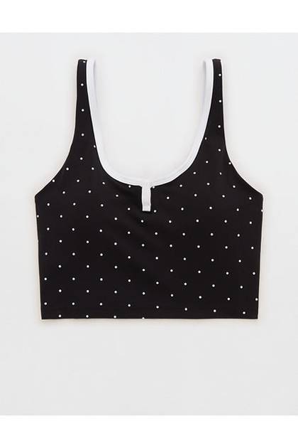 OFFLINE By Aerie Real Me Tipped Low Key Longline Sports Bra True Black